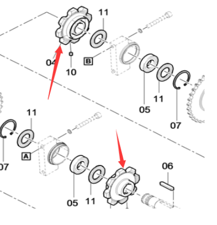 Paver scraper sprocket shaft sprocket accessory pa