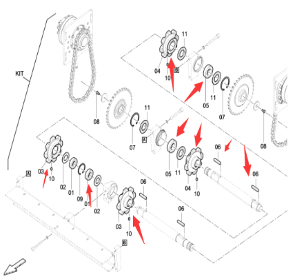 Scraper Chain Wheel Shaft Repair Kit Part Number/4