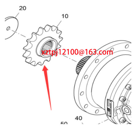 Spreader accessory scraper upper sprocket part num