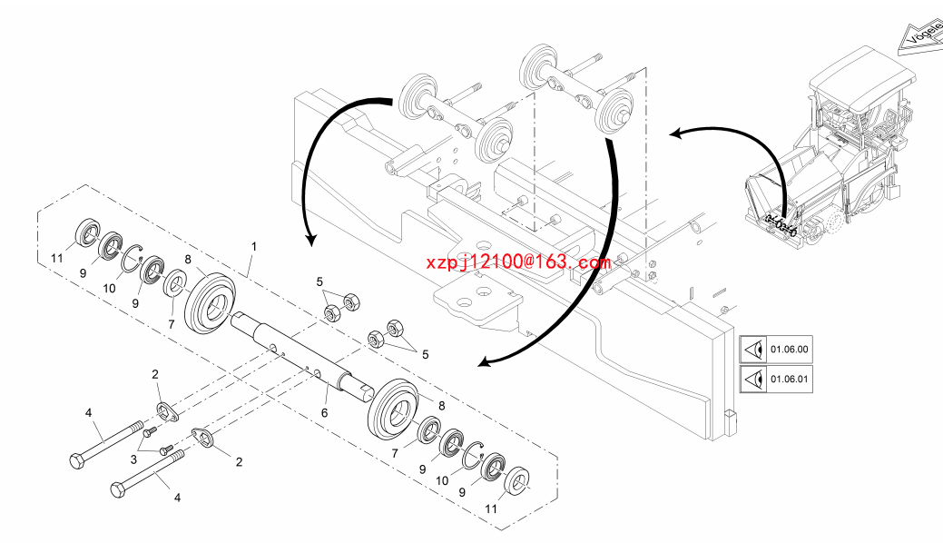 S1300-2 paver RETURN PULLEY COMPL. 2044052