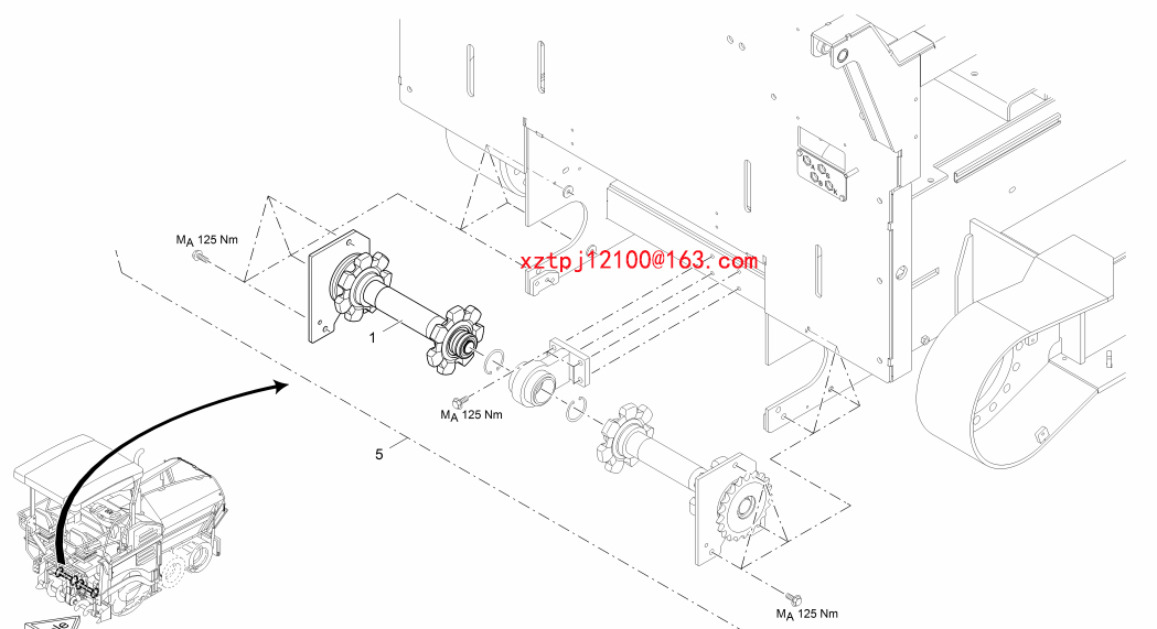 S1880L paver DRIVE SHAFT, RIGHT SIDE 2046194