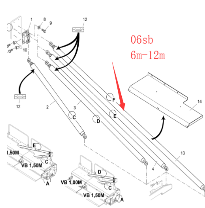 Fogler 6-12 meter ironing plate support bar part n